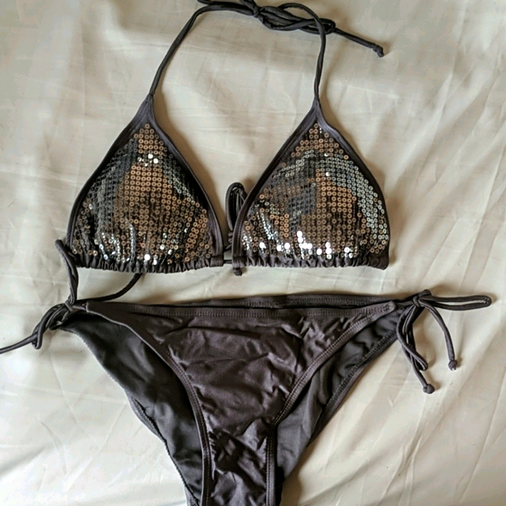 Wet Seal Silver Sequin Bikini size XL/L